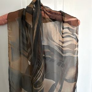 Sheer abstract printed scarf in neutral colors